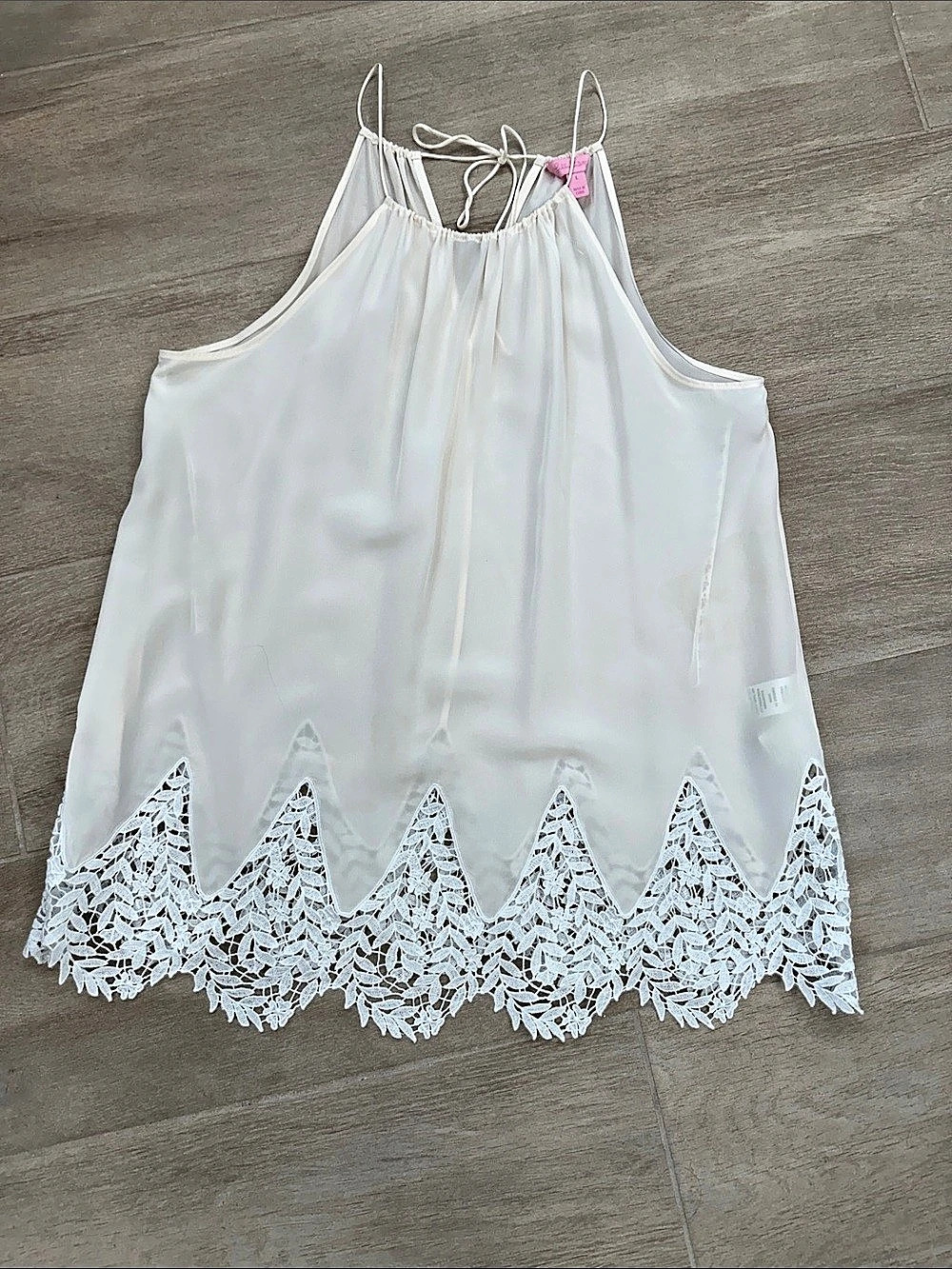 Lilly Pulitzer Diem Silk Lace Hem Top White Large